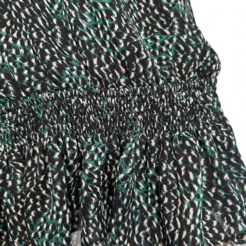 Express Black & Green Printed Ruffle Surplice Blouse - Picture 7 of 8